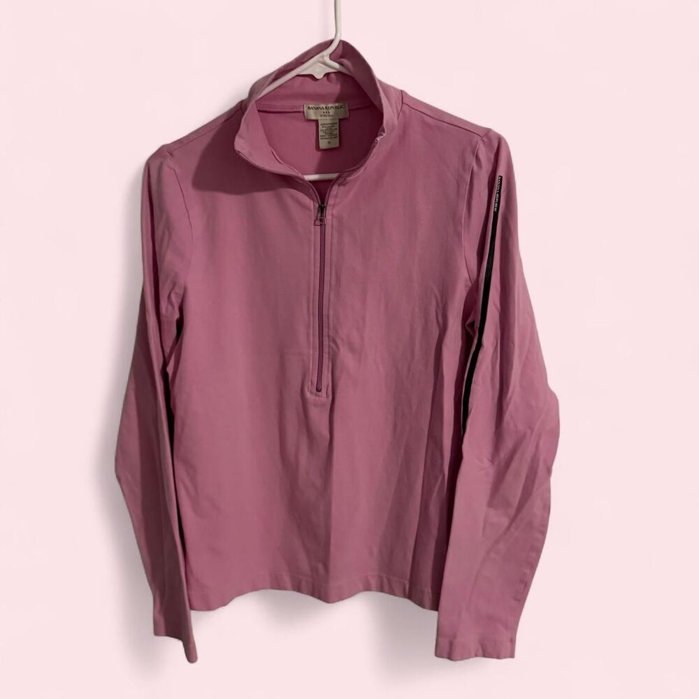 Banana Republic Pullover Women XL Pink Stretch Quarter Zip Top